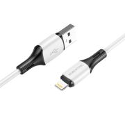 Кабель BOROFONE BX79 USB to iP 2.4A, 1m, silicone, silicone connectors, White