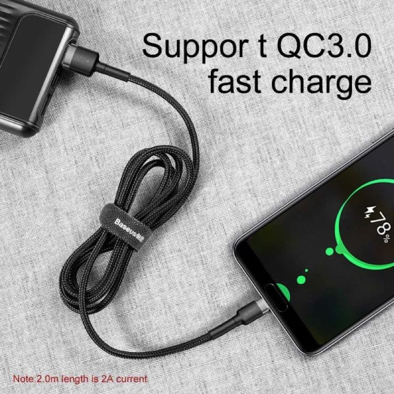 Кабель Baseus Cafule Cable USB For Type-C 3A 1m Gray+Black