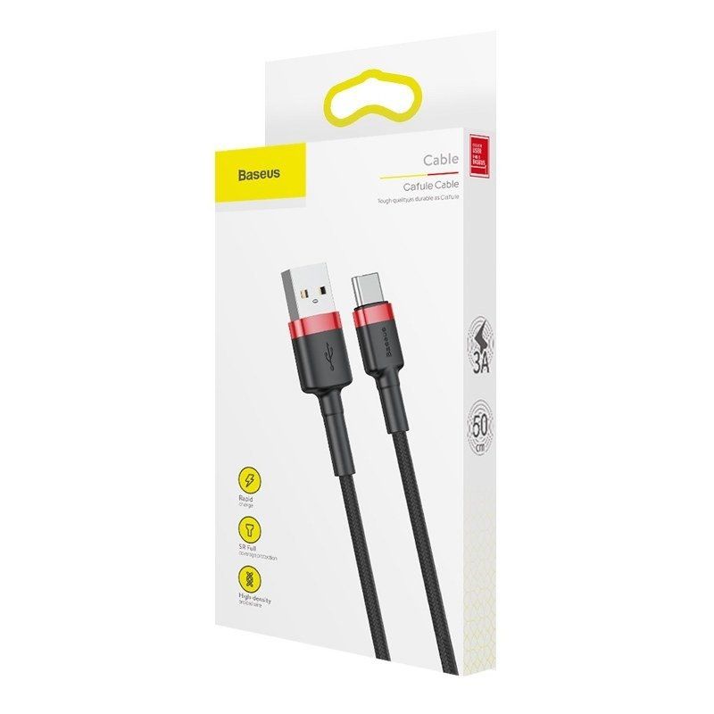 Кабель Baseus Cafule Cable USB For Type-C 3A 1m Red+Black