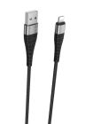 Кабель BOROFONE BX32 USB to iP 2.4A, 1m, nylon, aluminum+TPE connectors, Black