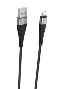 Кабель BOROFONE BX32 USB to iP 2.4A, 1m, nylon, aluminum+TPE connectors, Black