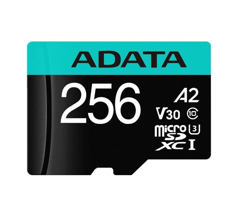 Карта пам'яті microSDXC (UHS-1 U3) A-DATA Premier Pro 256Gb Class 10 V30S A2 (R-100Mb/s W85Mb/s) (adapter SD)