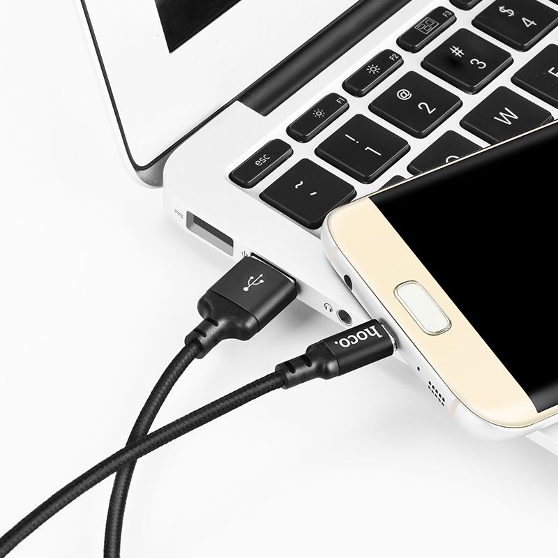 Кабель HOCO X14 USB to Micro 2A, 2m, nylon, aluminum connectors, Black