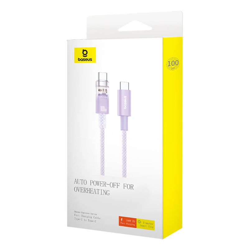 Кабель Baseus Explorer Series Fast Charging Cable with Smart Temperature Control USB-C to USB-C 100W 1m Nebula Purple