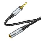 Аудiокабель HOCO UPA20 3.5 audio extension cable male to female (L=1M) Metal Gray