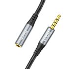 Аудiокабель HOCO UPA20 3.5 audio extension cable male to female (L=1M) Metal Gray