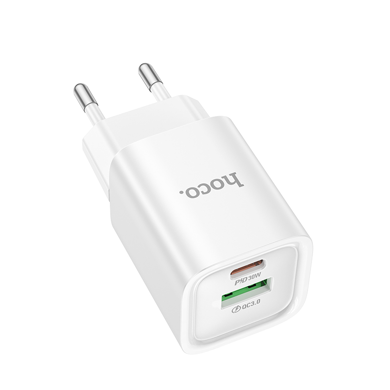 Мережевий зарядний пристрій HOCO C149A Charm PD30W+QC3.0 charger (EU) White