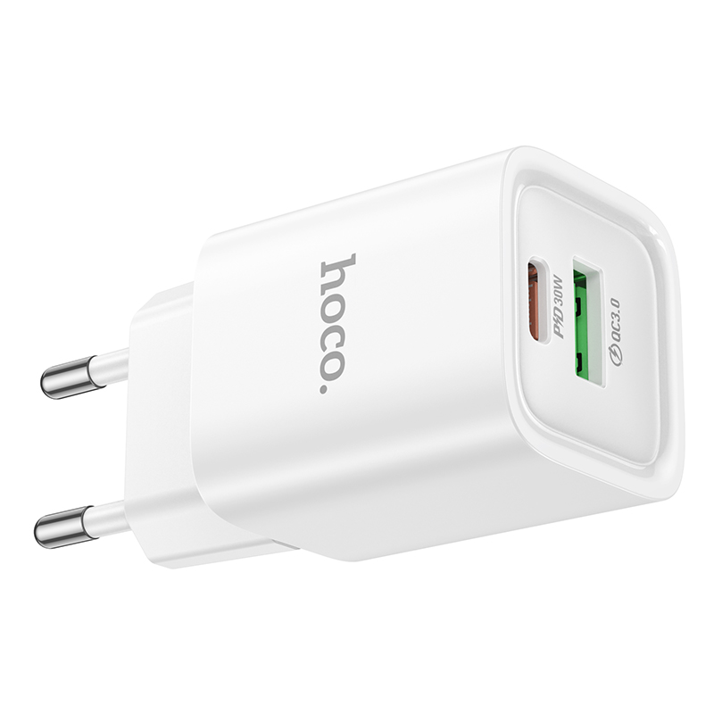 Мережевий зарядний пристрій HOCO C149A Charm PD30W+QC3.0 charger (EU) White