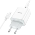 Мережевий зарядний пристрій з кабелем HOCO C104A Stage single port PD20W charger set (C to iP)(EU) White