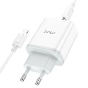 Мережевий зарядний пристрій з кабелем HOCO C104A Stage single port PD20W charger set (C to iP)(EU) White