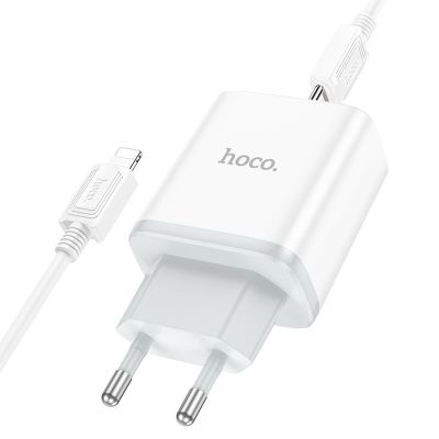 Мережевий зарядний пристрій з кабелем HOCO C104A Stage single port PD20W charger set (C to iP)(EU) White