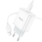 Мережевий зарядний пристрій з кабелем HOCO C104A Stage single port PD20W charger set (C to iP)(EU) White