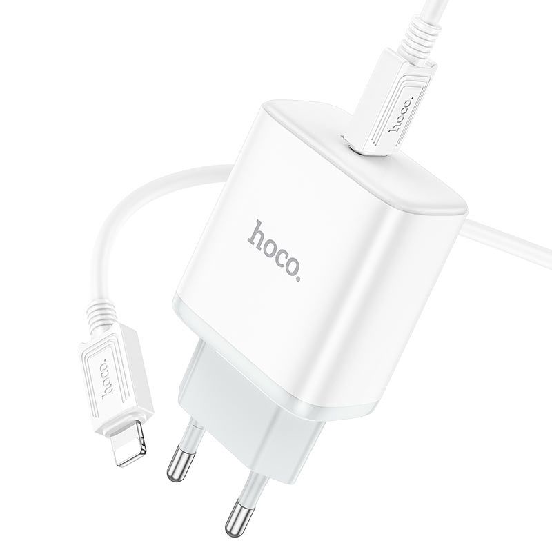 Мережевий зарядний пристрій з кабелем HOCO C104A Stage single port PD20W charger set (C to iP)(EU) White