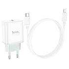 Мережевий зарядний пристрій з кабелем HOCO C104A Stage single port PD20W charger set (C to iP)(EU) White