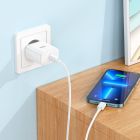 Мережевий зарядний пристрій з кабелем HOCO C104A Stage single port PD20W charger set (C to iP)(EU) White