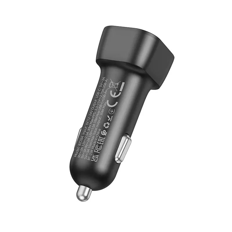 Автомобільний зарядний пристрій BOROFONE BZ28A Trophie PD30W+QC3.0 car charger Black