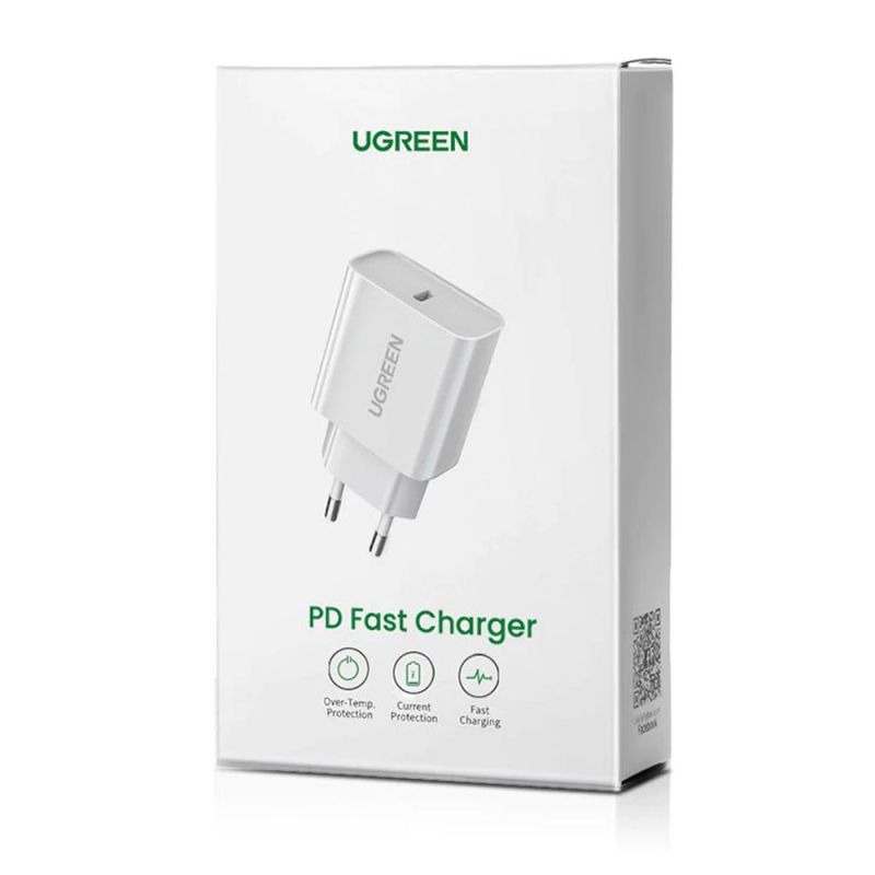 Мережевий зарядний пристрій UGREEN CD137 Fast Charging Power Adapter with PD 20W EU (White) (UGR-60450)