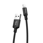 Кабель HOCO X14 USB to iP 2A, 1m, nylon, aluminum connectors, Black