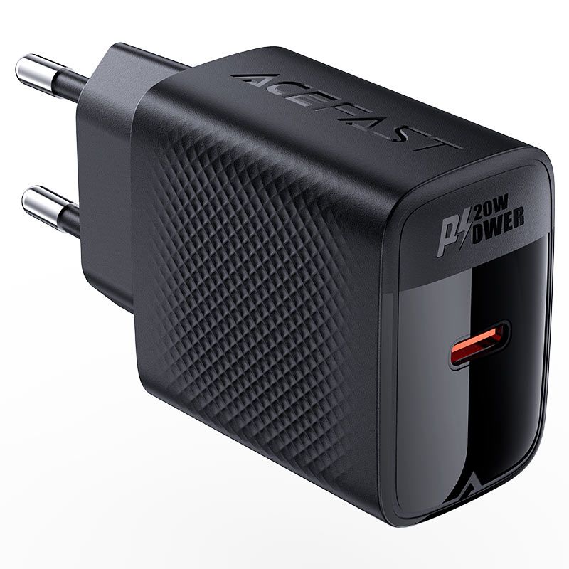 Мережевий зарядний пристрій з кабелем ACEFAST A82 PD20W GaN single USB-C charger set (P5) (EU) Black