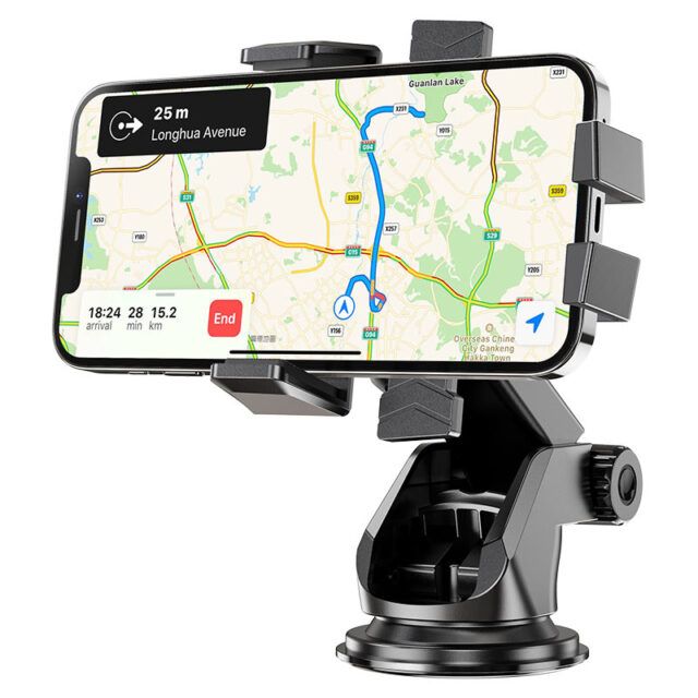 Автотримач для телефона HOCO CA83 David one-button center console car holder Black