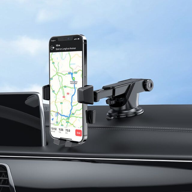 Автотримач для телефона HOCO CA83 David one-button center console car holder Black