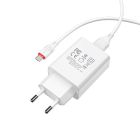 Мережевий зарядний пристрій з кабелем BOROFONE BA21A Long journey single port QC3.0 charger set(Micro) 18W White