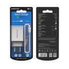 Мережевий зарядний пристрій з кабелем BOROFONE BA21A Long journey single port QC3.0 charger set(Micro) 18W White