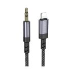 Аудіокабель BOROFONE BL24 iP to 3.5mm male, nylon braid, 1m, Metal Grey