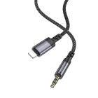 Аудіокабель BOROFONE BL24 iP to 3.5mm male, nylon braid, 1m, Metal Grey