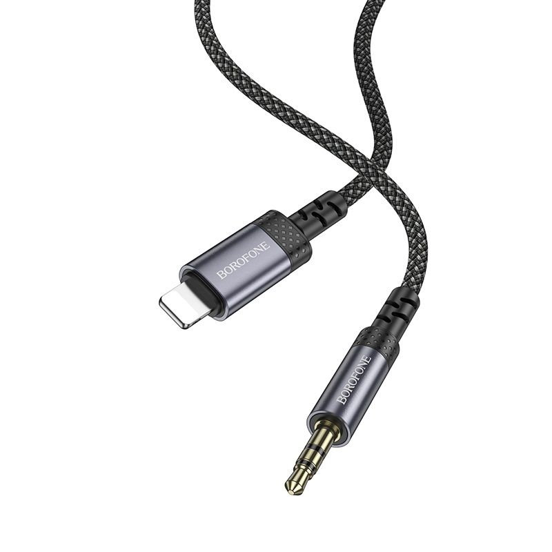 Аудіокабель BOROFONE BL24 iP to 3.5mm male, nylon braid, 1m, Metal Grey