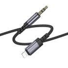 Аудіокабель BOROFONE BL24 iP to 3.5mm male, nylon braid, 1m, Metal Grey