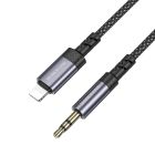Аудіокабель BOROFONE BL24 iP to 3.5mm male, nylon braid, 1m, Metal Grey