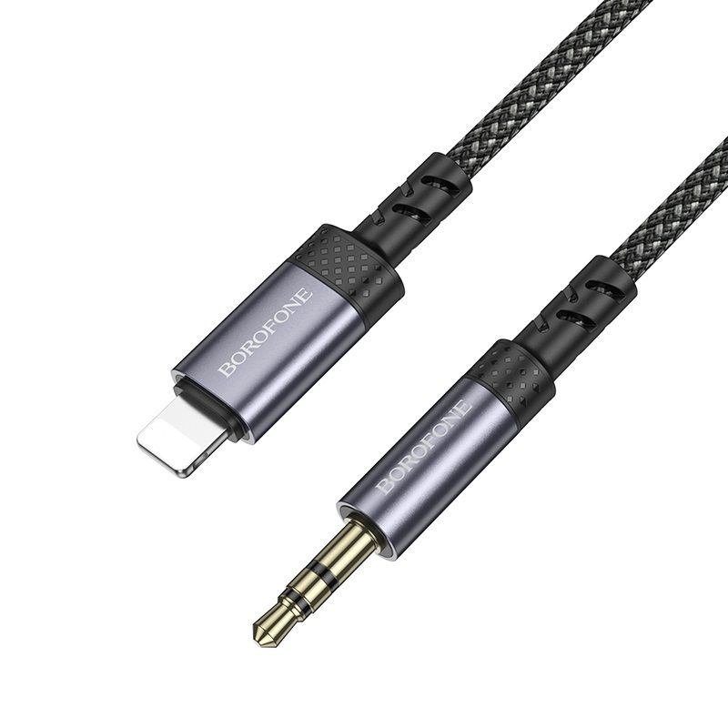 Аудіокабель BOROFONE BL24 iP to 3.5mm male, nylon braid, 1m, Metal Grey
