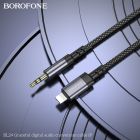 Аудіокабель BOROFONE BL24 iP to 3.5mm male, nylon braid, 1m, Metal Grey