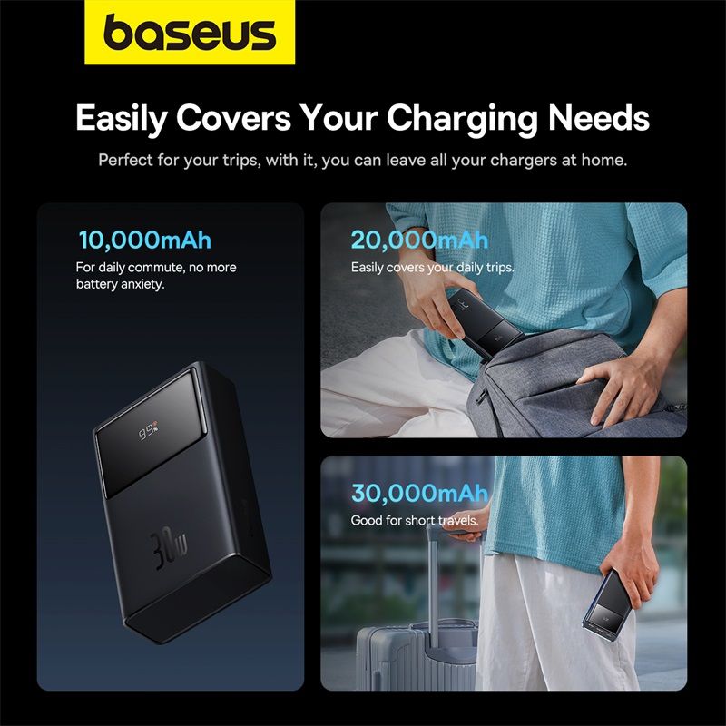 Зовнішній акумулятор Baseus Star-Lord Digital Display Fast Charging Power Bank 20000mAh 30W Cluster Black（With Simple Series Charging Cable USB to Typ