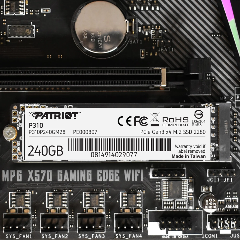 Накопичувач SSD M.2 Patriot P310 240GB NVMe 2280 PCIe 3.0 3D TLC