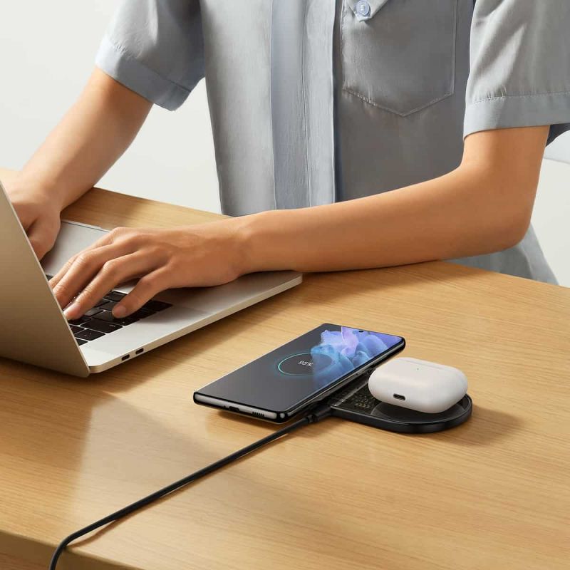 Бездротовий мультизарядний пристрій Baseus Digital LED Display 2in1 Wireless Charger 20W Black Universal version