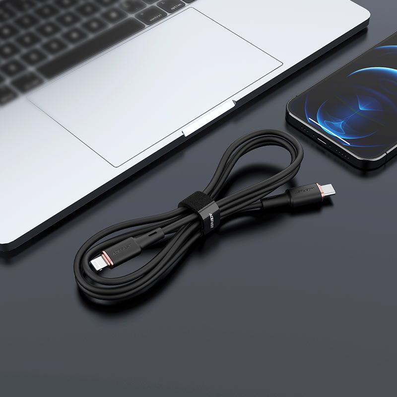 Кабель ACEFAST C2-01 Type-C to iP 3A, 20W, 1.2m silicone, zinc connectors, Black