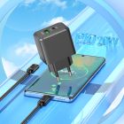 Мережевий зарядний пристрій з кабелем HOCO CS14A Ocean PD20W+QC3.0 charger set(Type-C to Type-C) Black