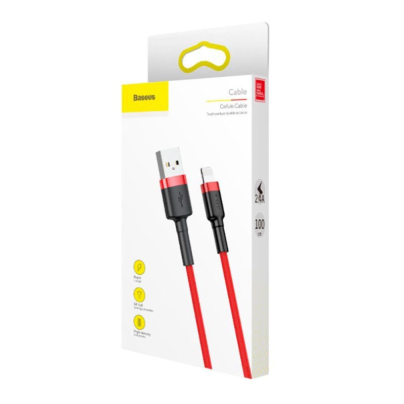 Кабель Baseus Cafule Cable USB For Lightning 2.4A 1m Red+Red