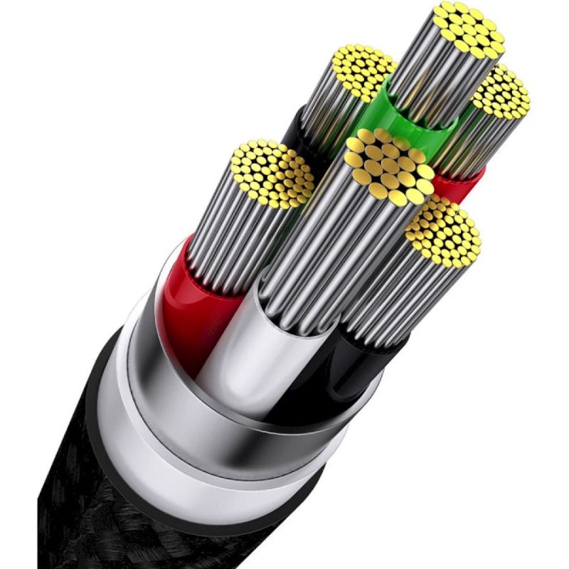 Кабель Baseus Flash Series Ⅱ One-for-three Fast Charging Data Cable USB to M+L+C 66W 1.2m Black