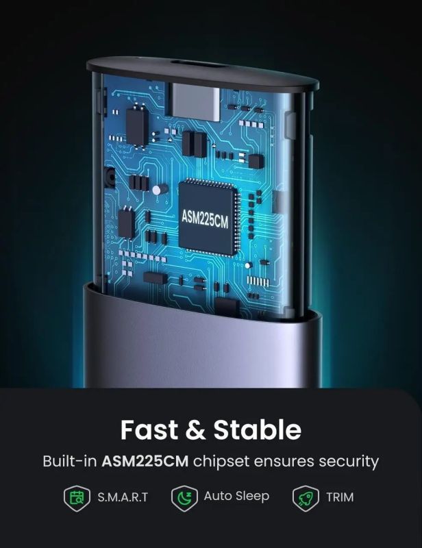 Зовнішня кишеня для накопичувача UGREEN USB-C Female to M.2 M-Key 10G Enclosure C TO C Cable 50cm