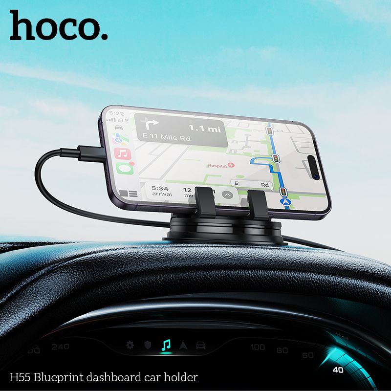 Автотримач для телефона HOCO H55 Blueprint dashboard car holder Black Gray