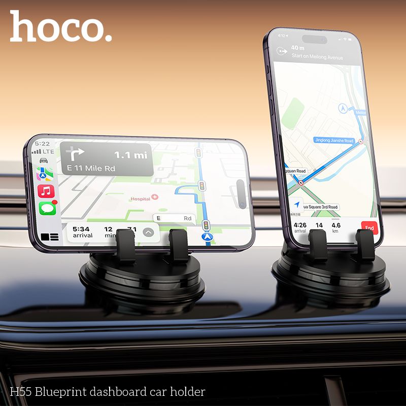 Автотримач для телефона HOCO H55 Blueprint dashboard car holder Black Gray