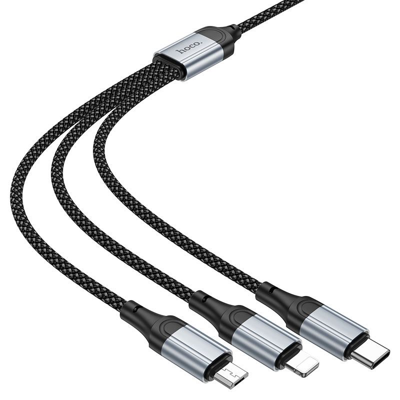 Кабель HOCO X102 Fresh 3-in-1 charging data cable (iP+Micro+Type-C) Black