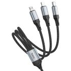 Кабель HOCO X102 Fresh 3-in-1 charging data cable (iP+Micro+Type-C) Black