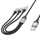 Кабель HOCO X102 Fresh 3-in-1 charging data cable (iP+Micro+Type-C) Black