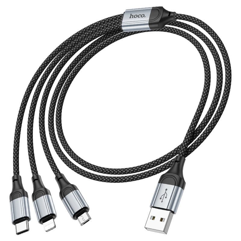 Кабель HOCO X102 Fresh 3-in-1 charging data cable (iP+Micro+Type-C) Black