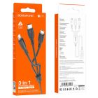 Кабель BOROFONE BX71 USB to iP+Type-C+Micro 2A, 1m, PVC, PVC connectors, Black