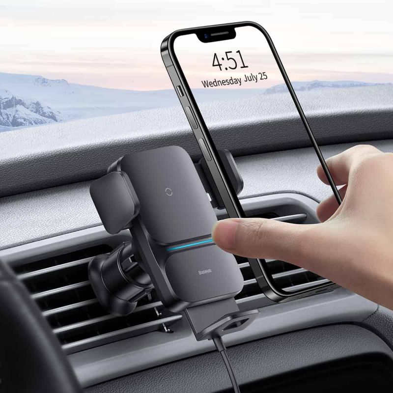 Автотримач для телефона з БЗП Baseus Wisdom Auto Alignment 15W Black